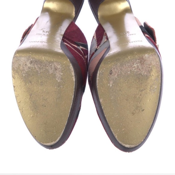 Vintage Pucci Red and Pink Women's Heeled Mules 38.5 - Picture 4 of 6